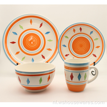 dinerset steengoed handbeschilderd Indiaas servies